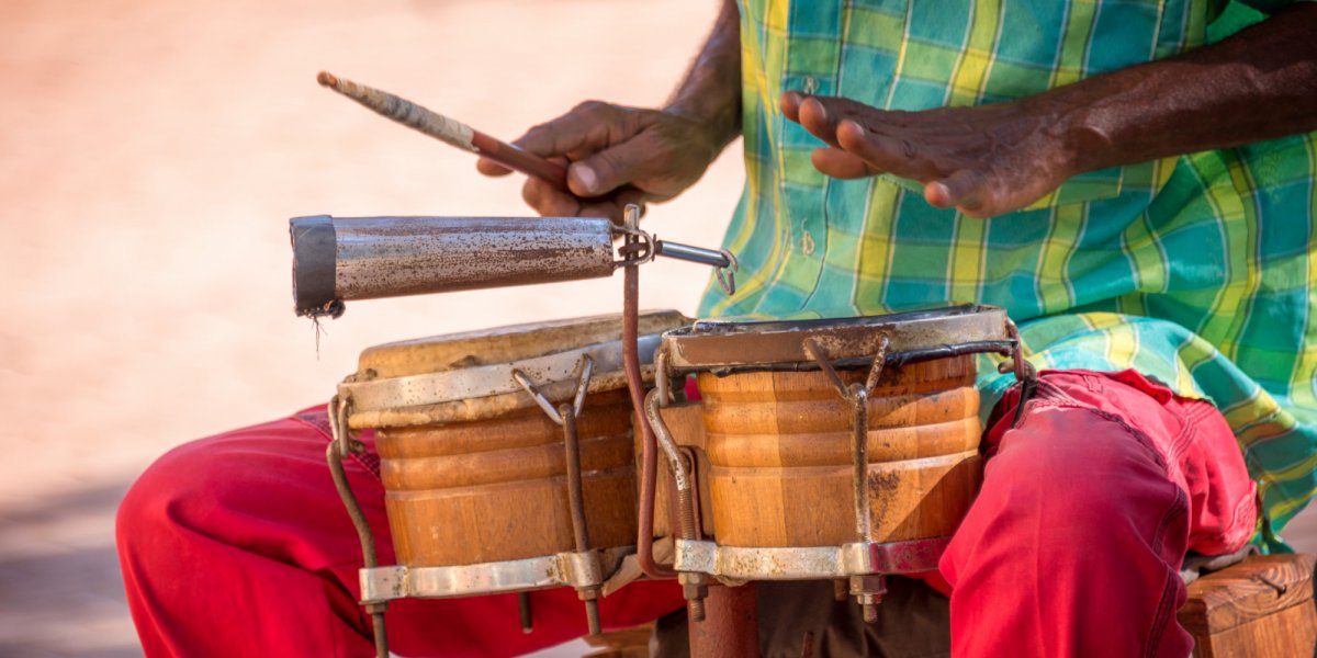 Cuban native playing the drums